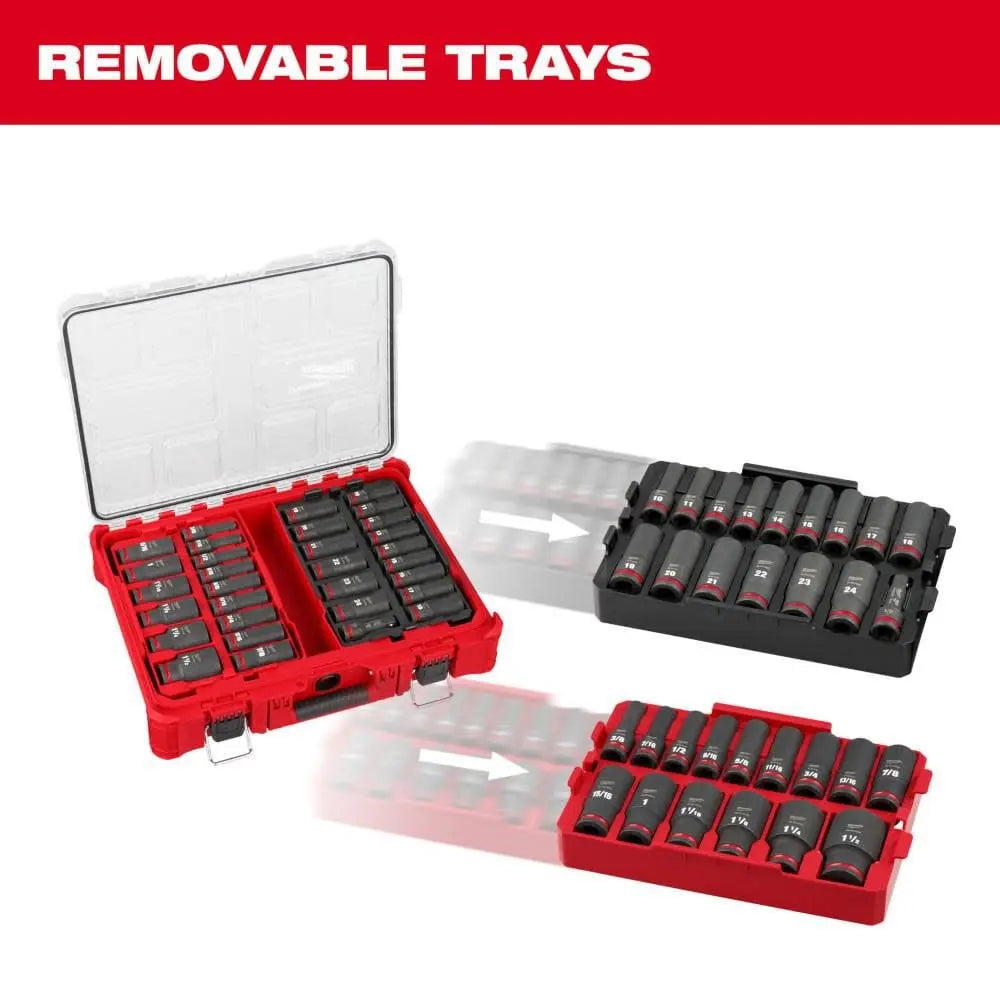 Milwaukee 49-66-6806 - SHOCKWAVE Impact Duty™ Socket 1/2” Dr 31PC SAE/MM PACKOUT™ Set - Wise Line Tools