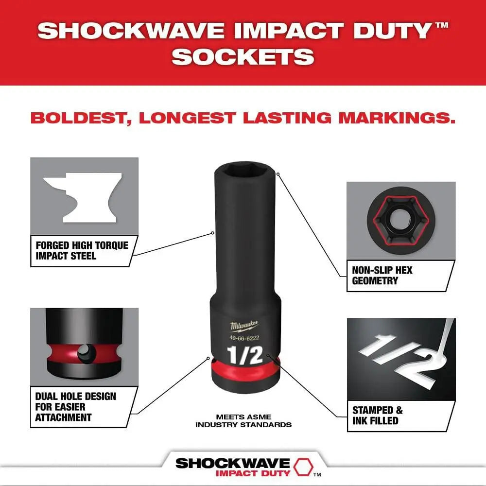 Milwaukee 49-66-6806 - SHOCKWAVE Impact Duty™ Socket 1/2” Dr 31PC SAE/MM PACKOUT™ Set - Wise Line Tools