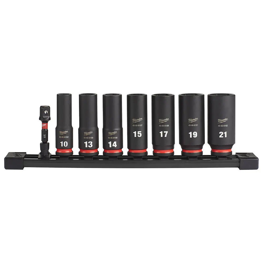 Milwaukee 49-66-7021 - 8PC SHOCKWAVE Impact Duty™ 3/8" Drive Metric Deep 6 Point Socket Set - Wise Line Tools