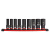 Milwaukee 49-66-7022 - Jeu de 9 douilles profondes 6 pans SAE Shockwave Impact Duty™, entraînement 1/2 po