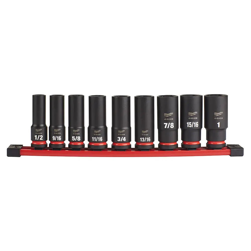 Milwaukee 49-66-7022 - 9PC SHOCKWAVE Impact Duty™ 1/2" Drive SAE Deep 6 Point Socket Set - Wise Line Tools