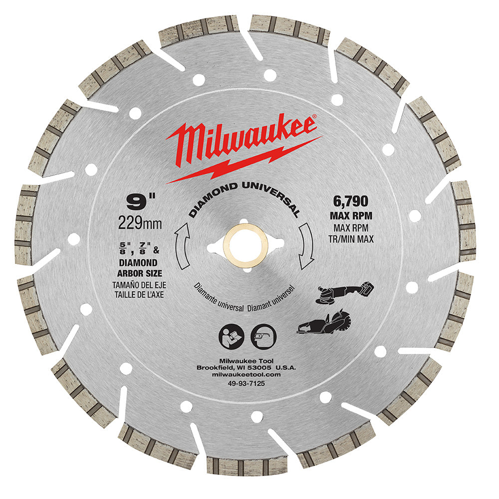Milwaukee 49-93-7125 - 9 in. Diamond Universal Segmented Blade - Wise Line Tools