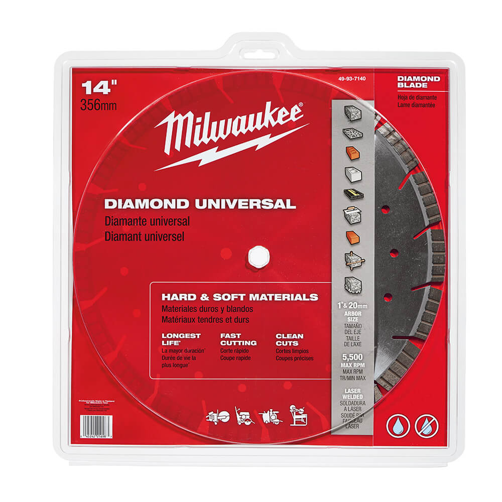 Milwaukee 49-93-7140 - 14 in. Diamond Universal Segmented-Turbo - Wise Line Tools
