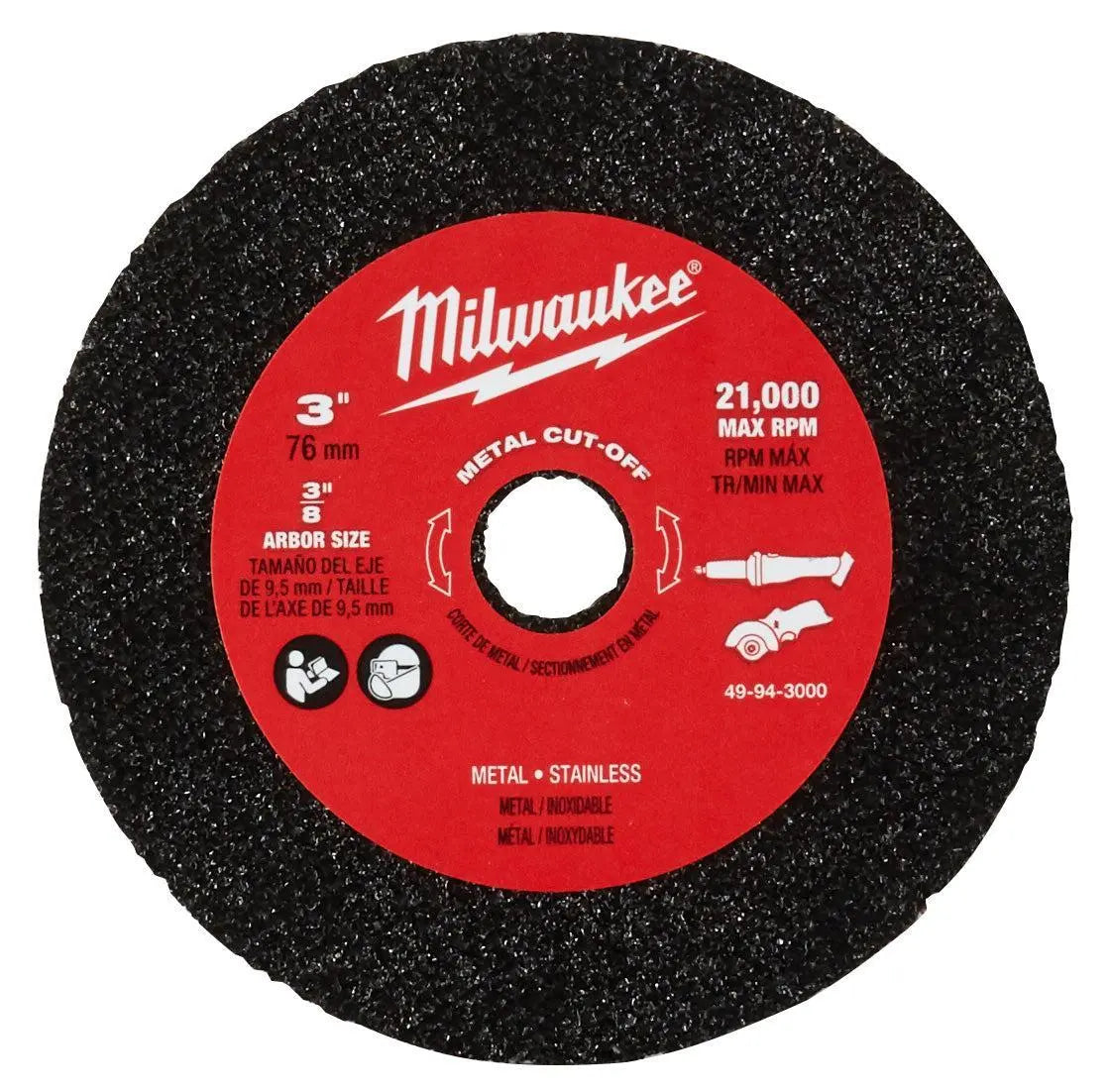 Milwaukee 49-94-3000 - 3 in. Metal Cut Off Wheel 3 pk - Wise Line Tools
