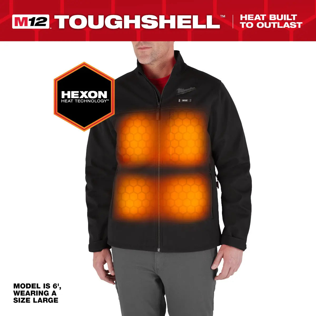 Milwaukee M100B-20M - M12™ Heated TOUGHSHELL™ Jacket - Black M - Wise Line Tools
