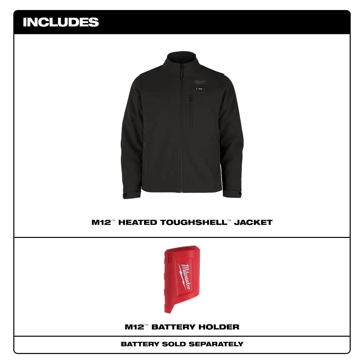 Milwaukee M100B-20M - M12™ Heated TOUGHSHELL™ Jacket - Black M - Wise Line Tools