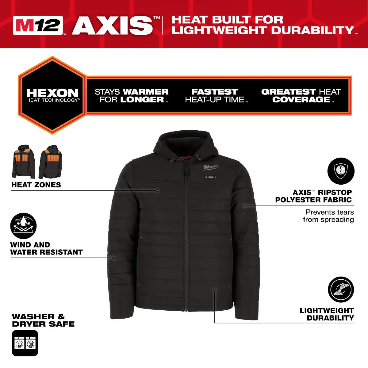 Milwaukee M102G-21L - M12™ Heated AXIS™ Jacket Kit - Gray L - Wise Line Tools