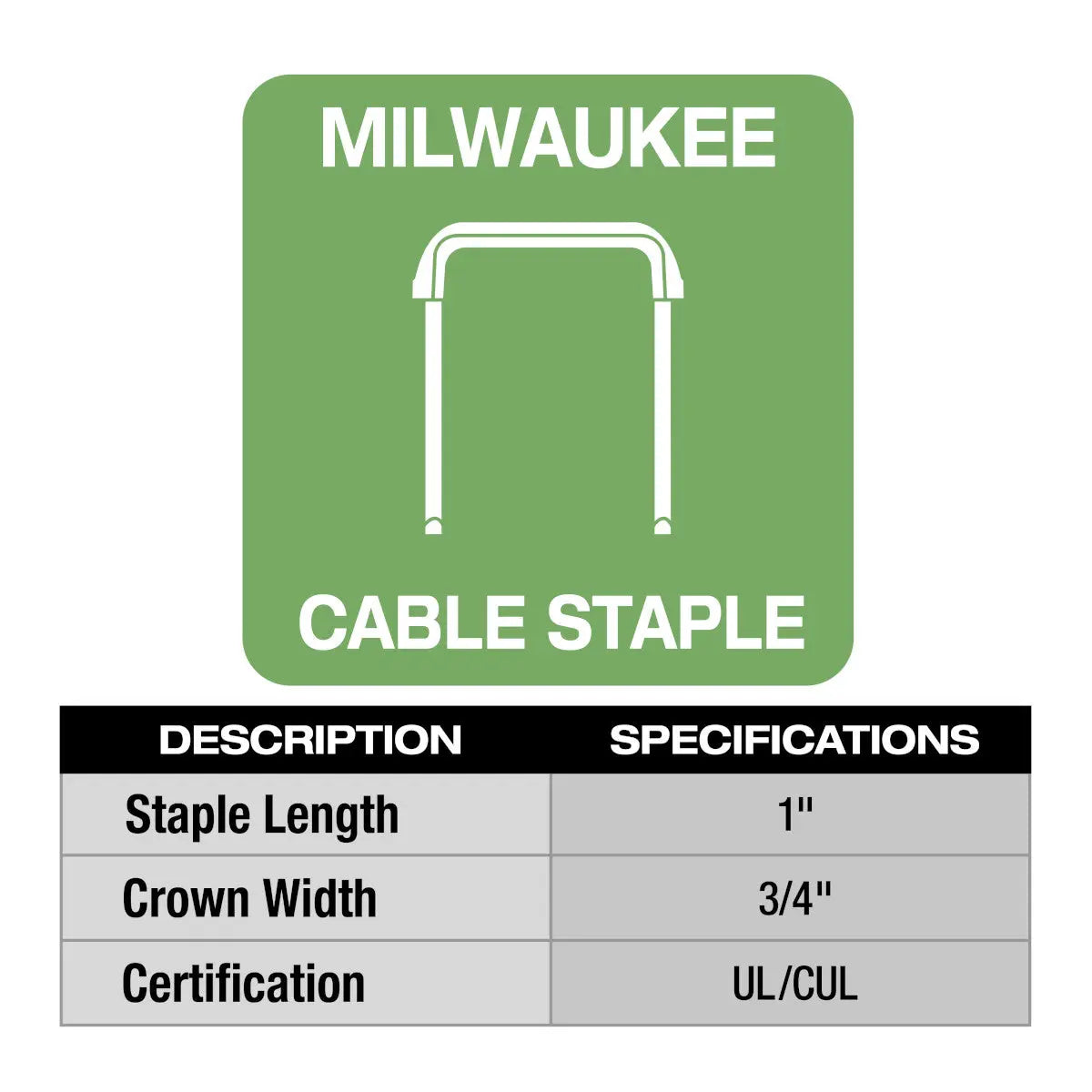 Milwaukee MNM1-600 - 1" Insulated Cable Staples - Wise Line Tools