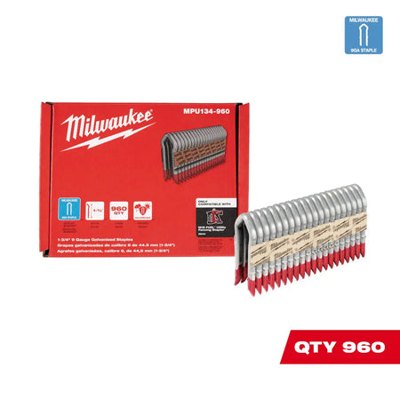 Milwaukee MPU134-960 - 1.75 Inch 9 Gauge Galvanized Staples - Wise Line Tools