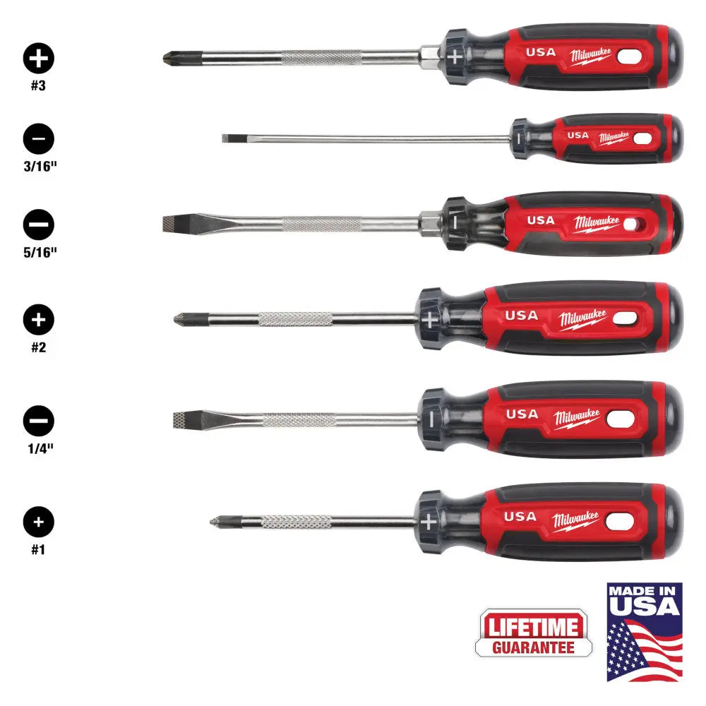 Milwaukee MT200-6 - 6PC Cushion Grip Screwdriver Kit (USA) - Wise Line Tools