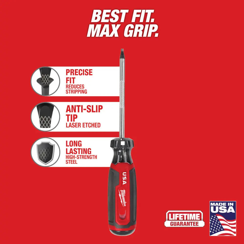 Milwaukee MT218 - #2 Square 4" Cushion Grip Screwdriver (USA) - Wise Line Tools