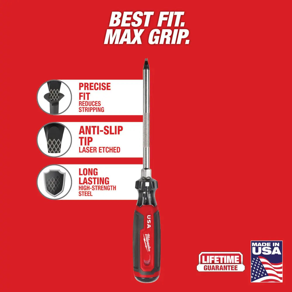 Milwaukee MT219 - #3 Square 6" Cushion Grip Screwdriver (USA) - Wise Line Tools