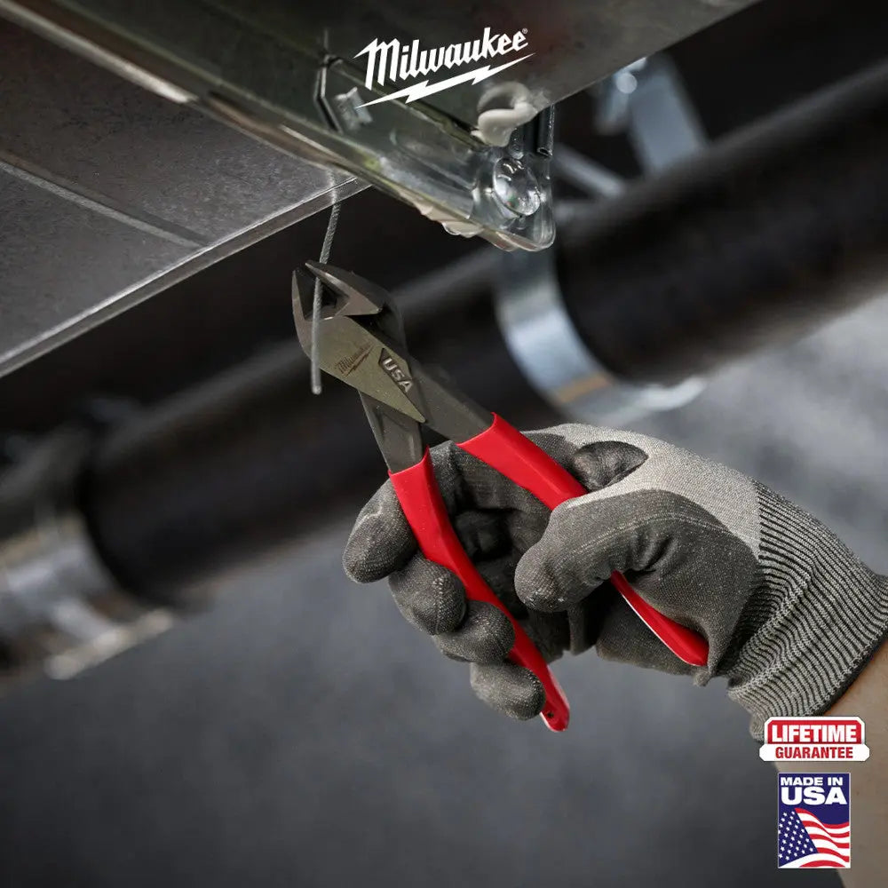 Milwaukee MT508 - 8" Diagonal Dipped Grip Cutting Pliers (USA) - Wise Line Tools
