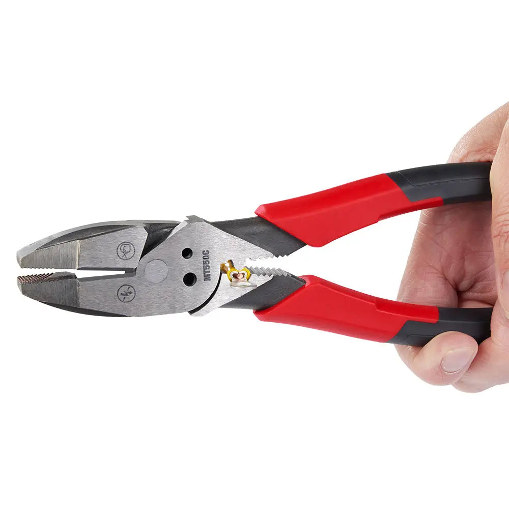 Milwaukee MT550C - 9" Lineman's Comfort Grip Pliers w/ Crimper and Bolt Cutter (USA) - Wise Line Tools