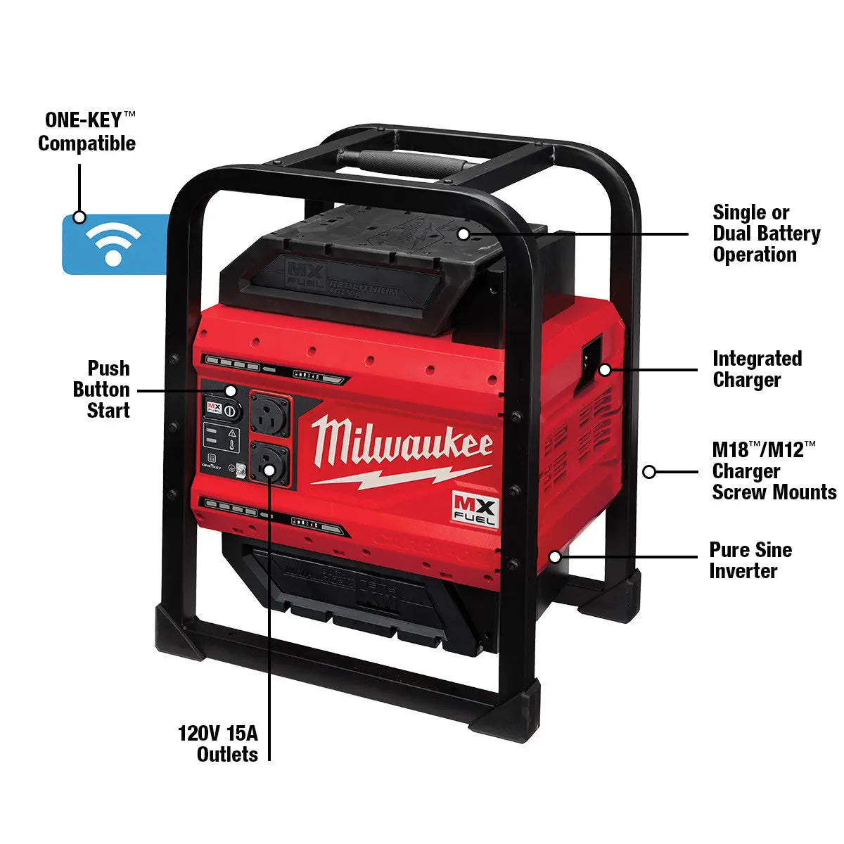 Milwaukee MXF002-2XC - MX FUEL™ CARRY-ON™ 3600W/1800W Power Supply - Wise Line Tools