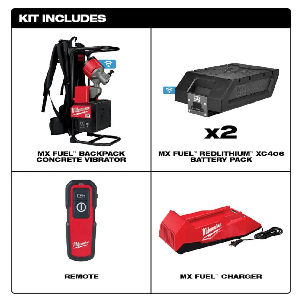 Milwaukee MXF371-2XC - MX FUEL™ Backpack Concrete Vibrator Kit - Wise Line Tools