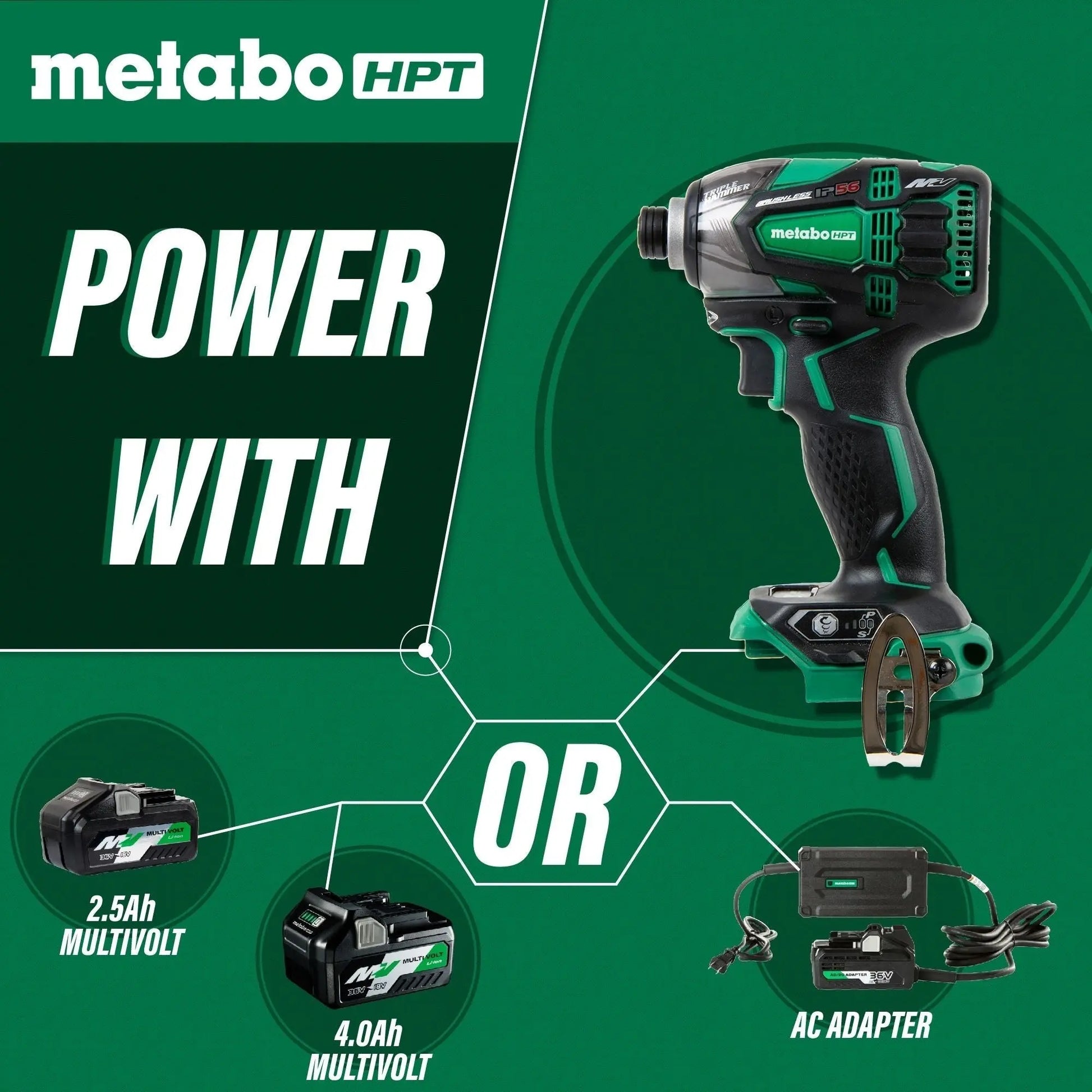 MultiVolt™ 36V Triple Hammer Impact Driver Tool Body Only | Metabo HPT WH36DBQ4M METABO