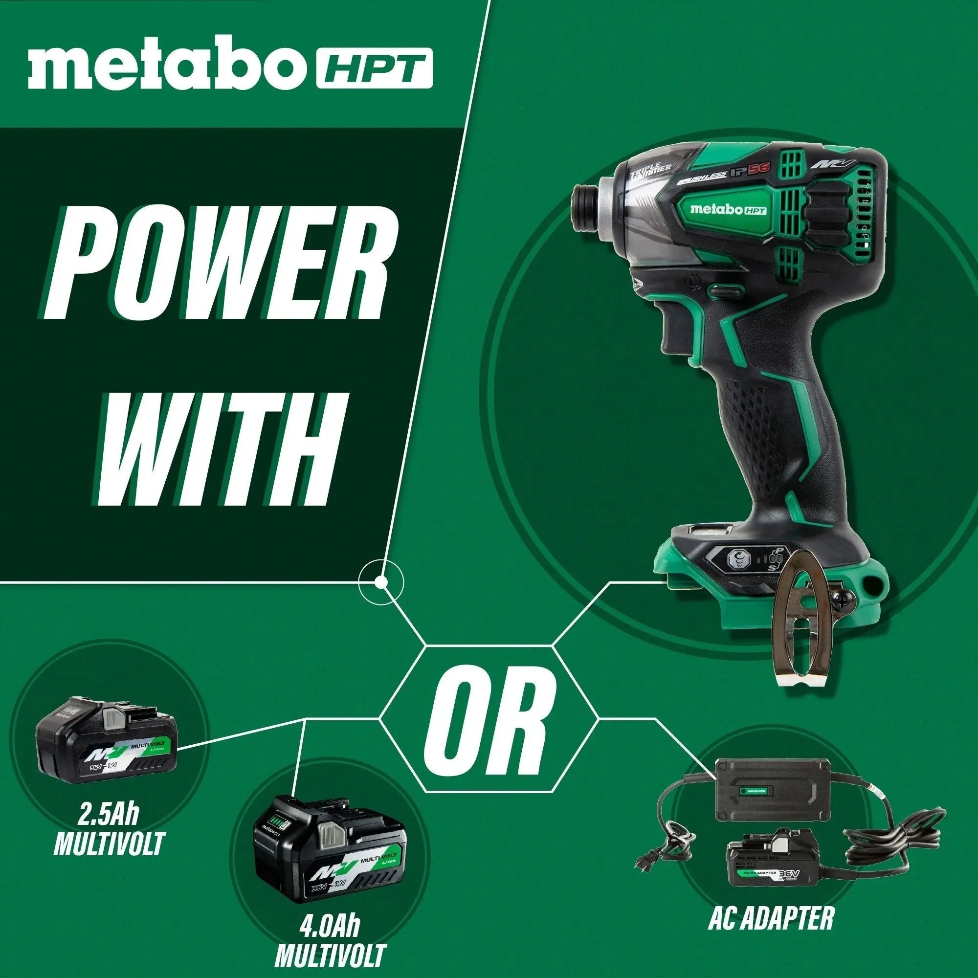 MultiVolt™ 36V Triple Hammer Impact Driver Tool Body Only | Metabo HPT WH36DBQ4M METABO