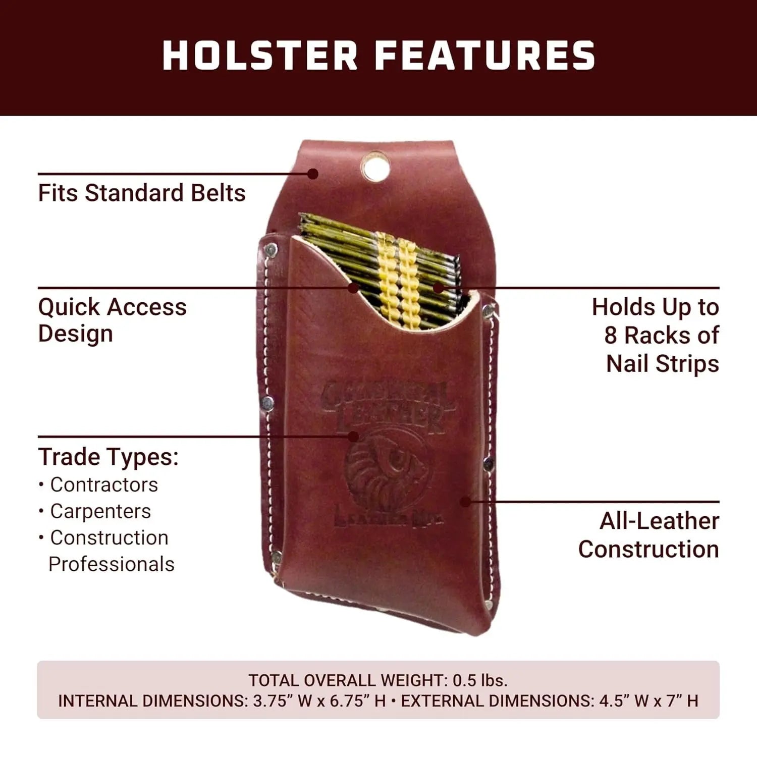 OCCIDENTAL OCC-5545 - Leather Nail Strip Holster OCCIDENTAL