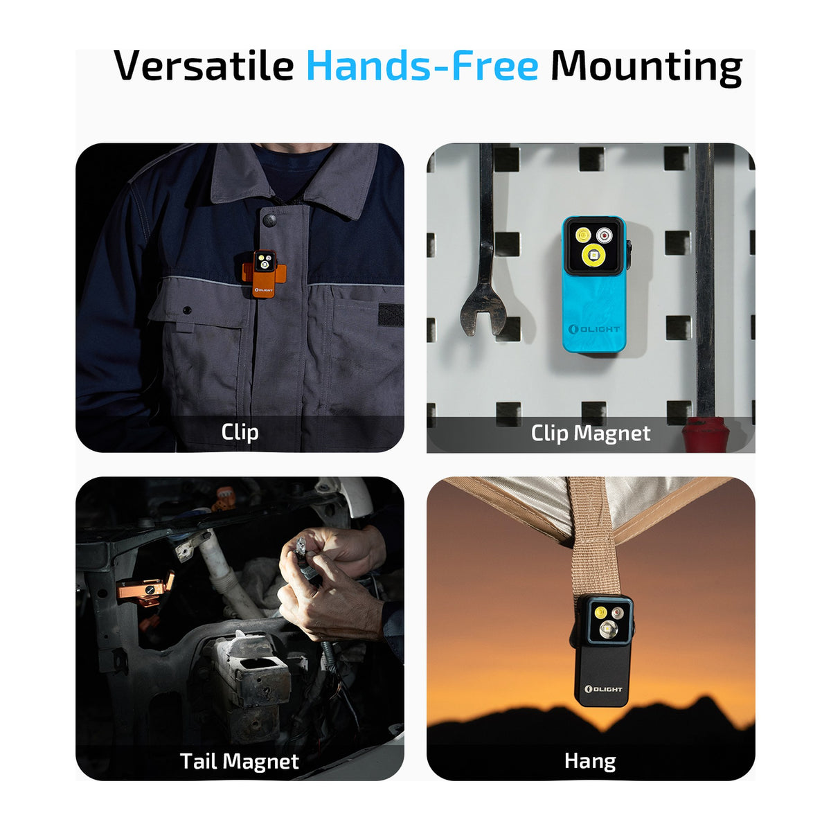 OLIGHT Oclip 2 Pro - hands-free mounting options
