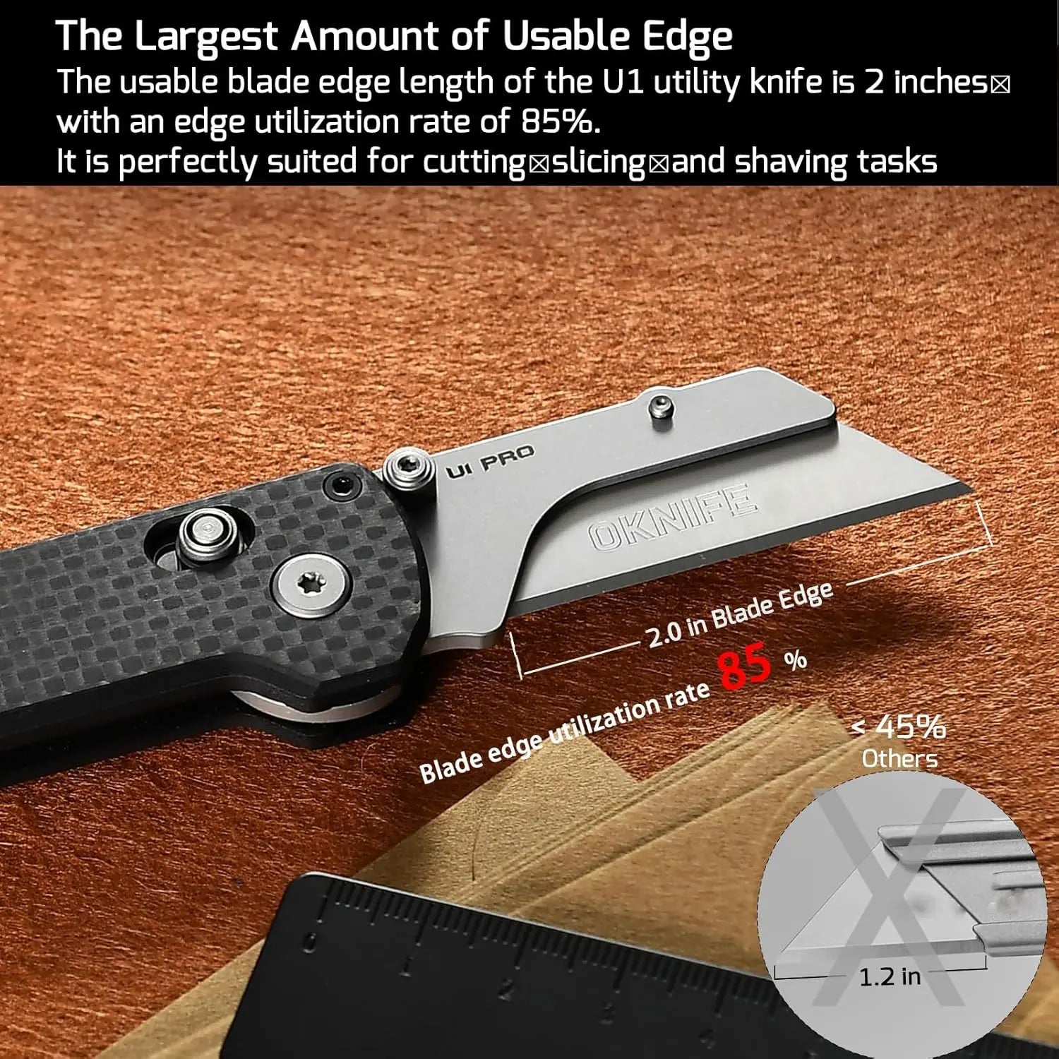 OKNIFE OTACLEU1PRO - Otacle U1 Pro Utility Knife with Carbon Fiber Handle OKNIFE
