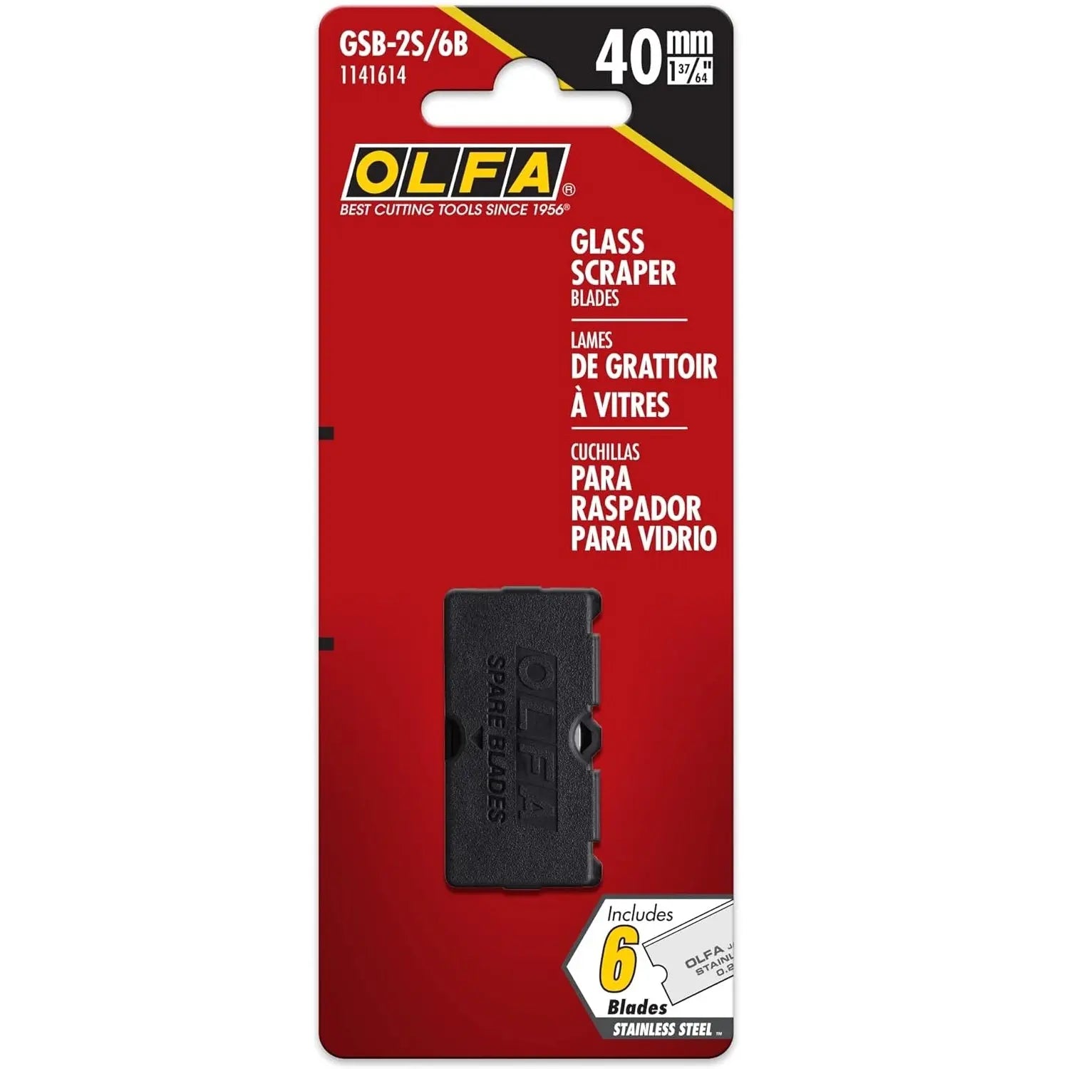 OLFA GSB-2S/6B  -  6pk 30mm Stainless Steel Scraper Blades OLFA