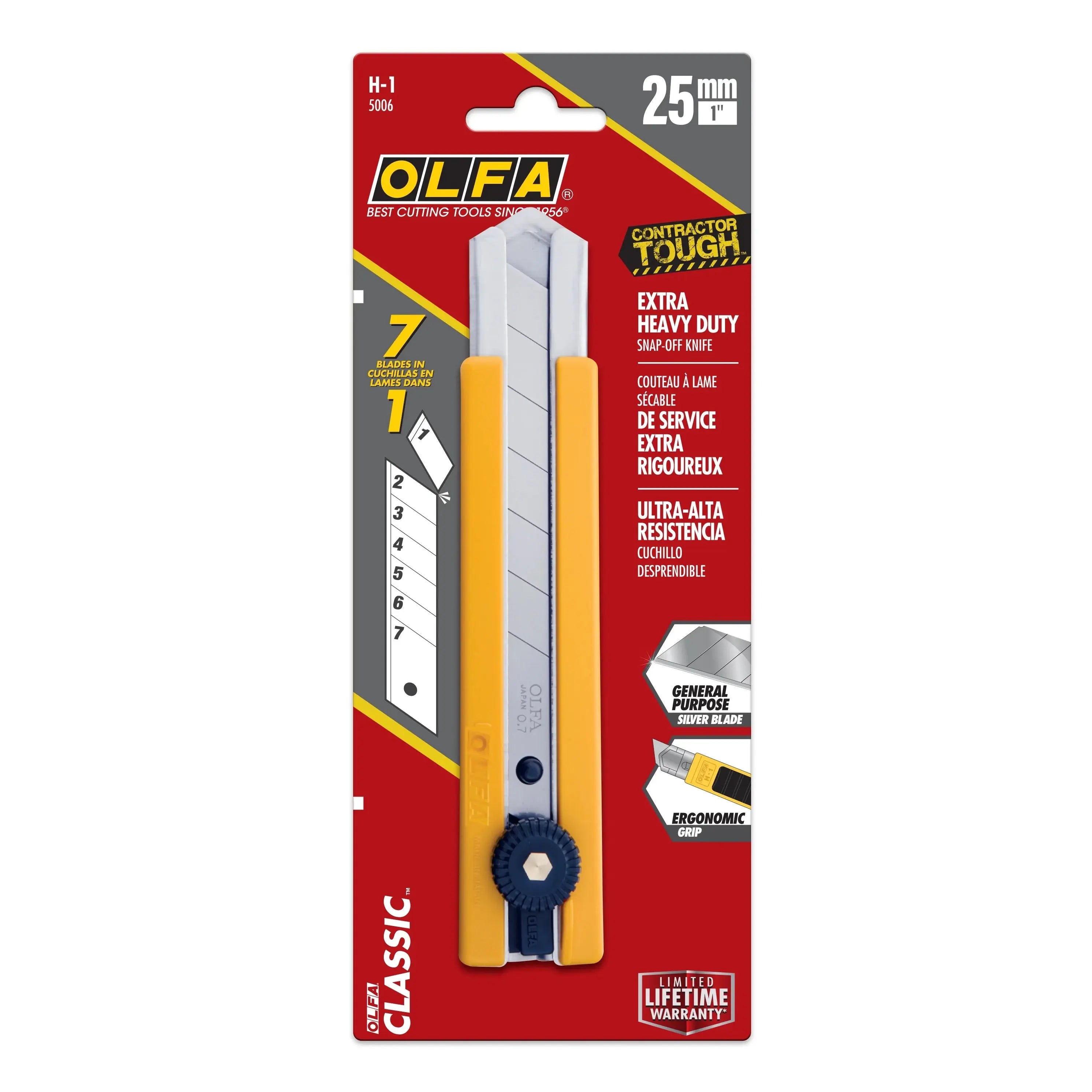 OLFA H-1 - 25mm Rubber Inset Grip EHD Utility Knife OLFA