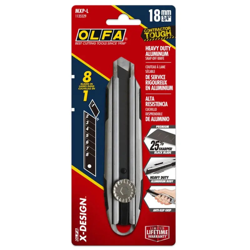 OLFA MXP-L - 18MM ALUMINUM DIECAST RUBBER GRIP UTILITY KNIFE OLFA