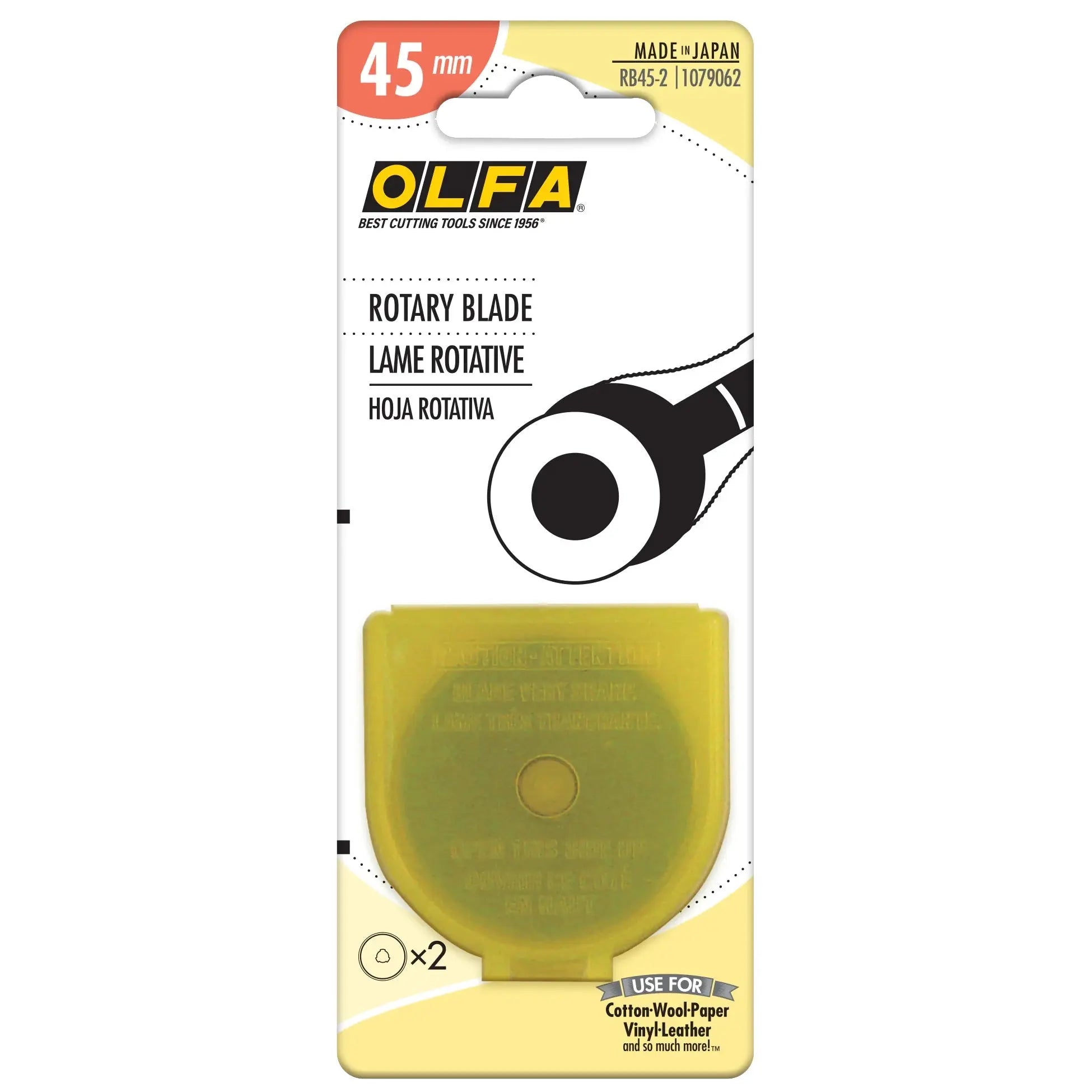 OLFA RB45-2 - 45mm Tungsten Tool Steel Rotary Blade - 2pk OLFA