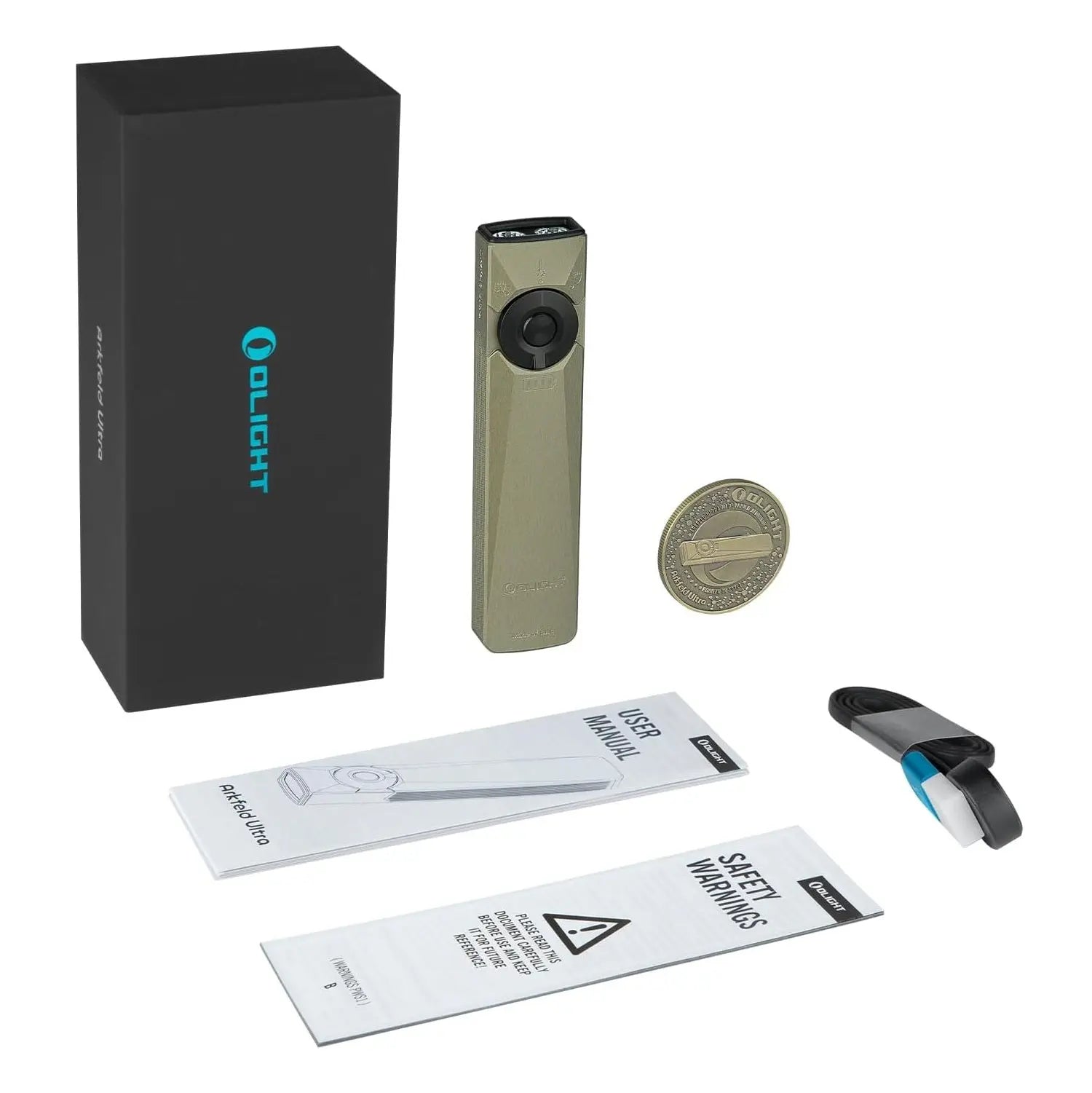 OLIGHT ARKFELDULTRA-OGN - Arkfeld Ultra Flat EDC Flashlight, UV Light & Green Laser - Olive Green OLIGHT