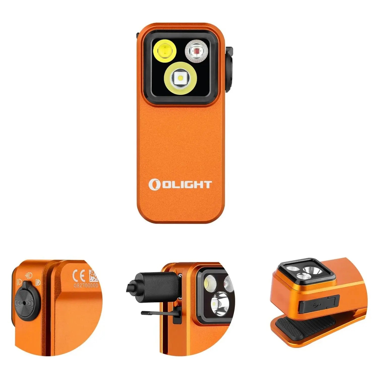 OLIGHT OCLIPPRO-OR - Oclip Pro Clip on Flashlight w Floodlight, Spotlight & Red Light - Orange OLIGHT