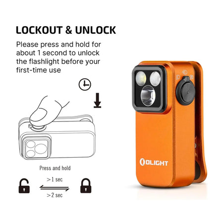 OLIGHT OCLIPPRO-OR - Oclip Pro Clip on Flashlight w Floodlight, Spotlight & Red Light - Orange OLIGHT