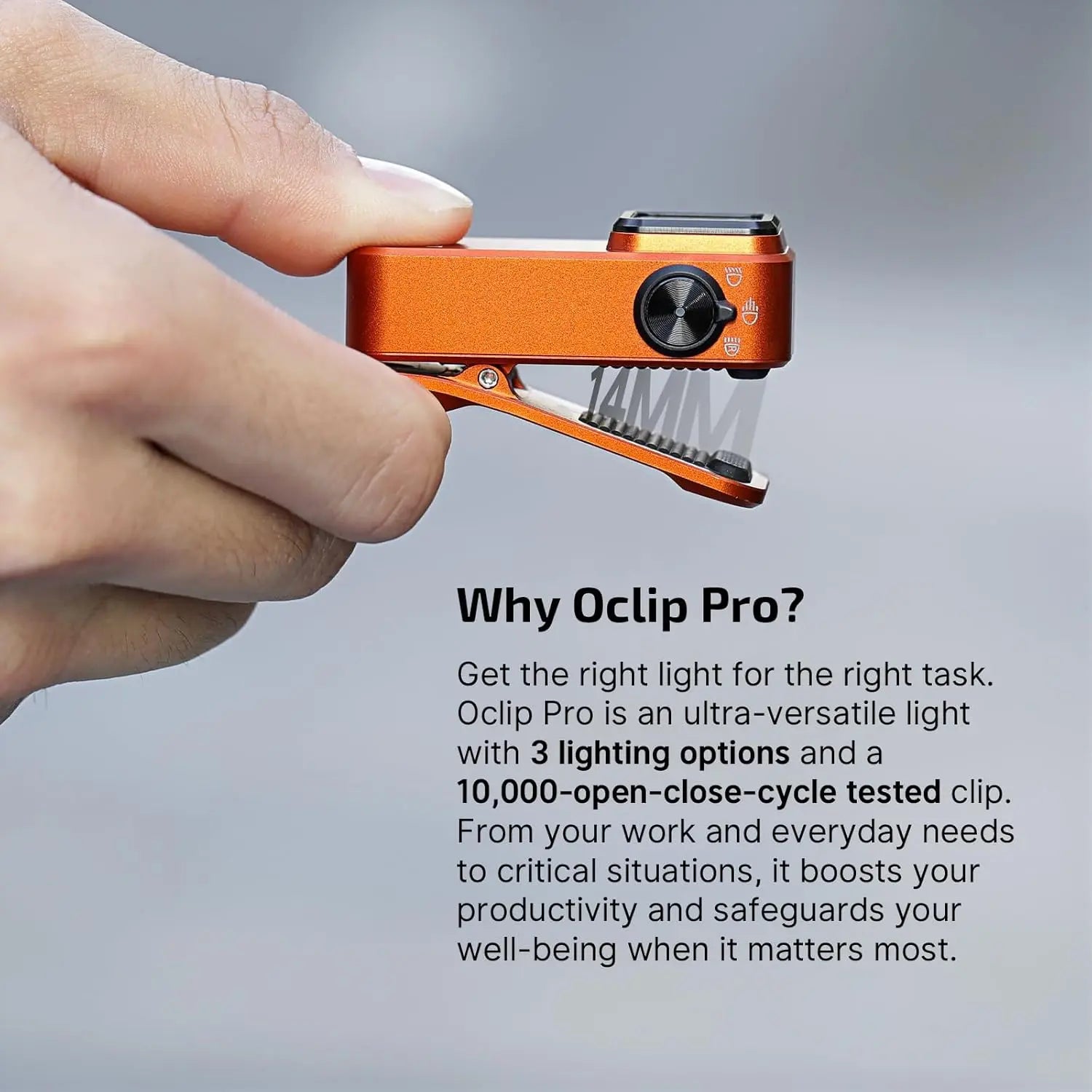OLIGHT OCLIPPRO-OR - Oclip Pro Clip on Flashlight w Floodlight, Spotlight & Red Light - Orange OLIGHT