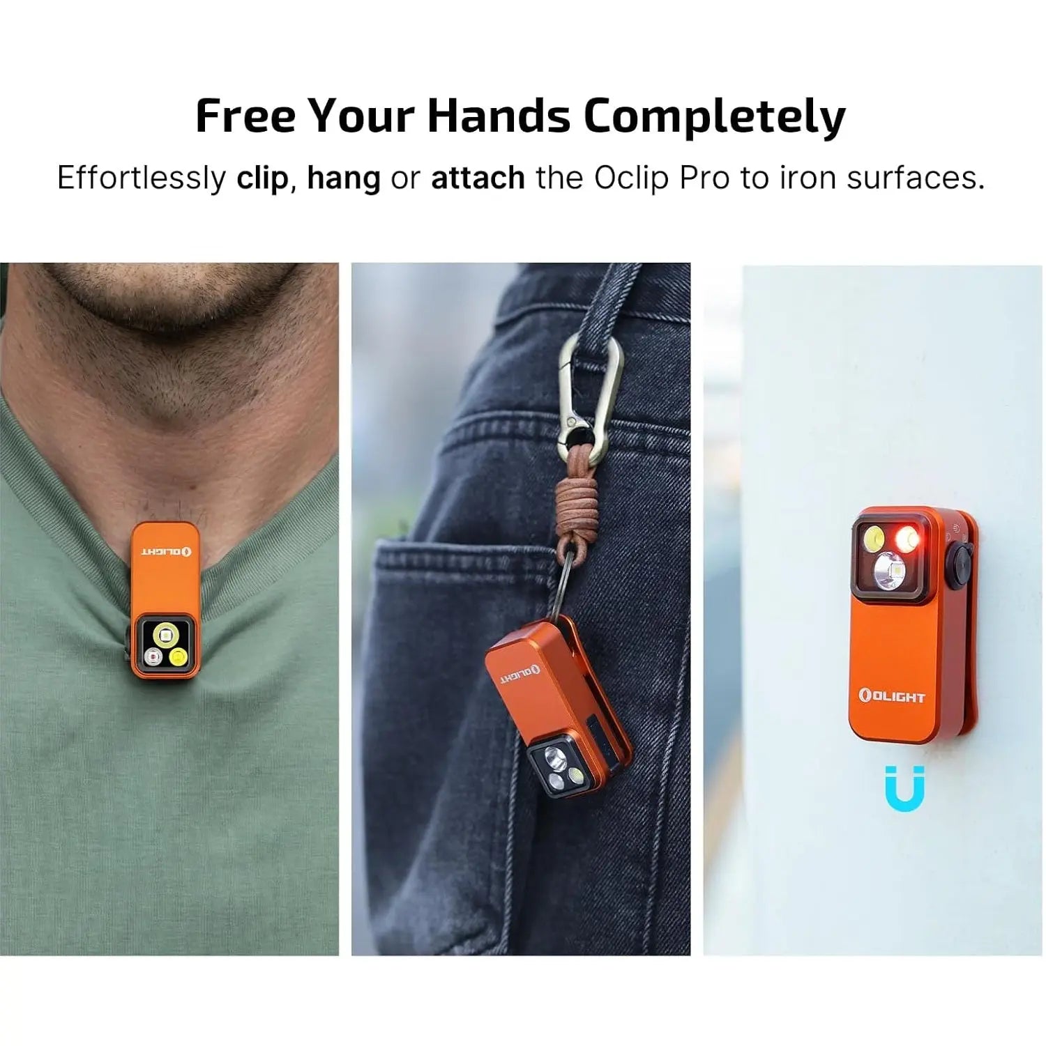 OLIGHT OCLIPPRO-OR - Oclip Pro Clip on Flashlight w Floodlight, Spotlight & Red Light - Orange OLIGHT