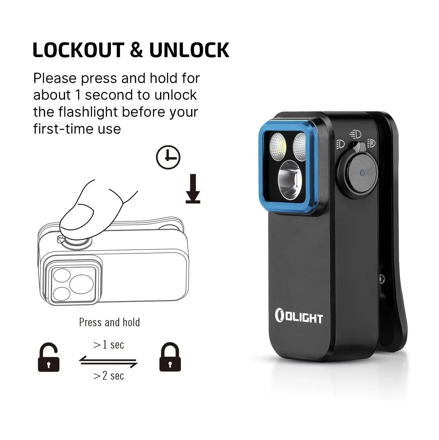 OLIGHT OCLIPPRO - Oclip Pro Clip on Flashlight w Floodlight, Spotlight & Red Light - Black OLIGHT