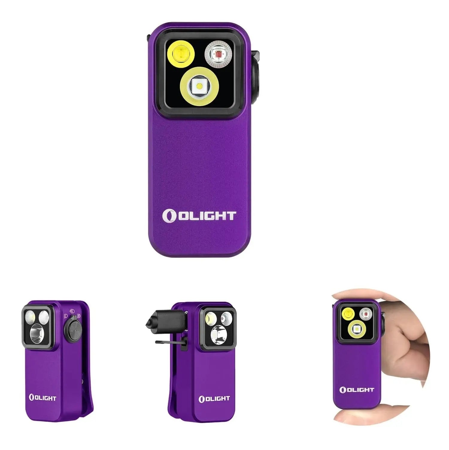 OLIGHT OCLIPPRO-PUR - Oclip Pro Clip on Flashlight w Floodlight, Spotlight & Red Light - Purple OLIGHT