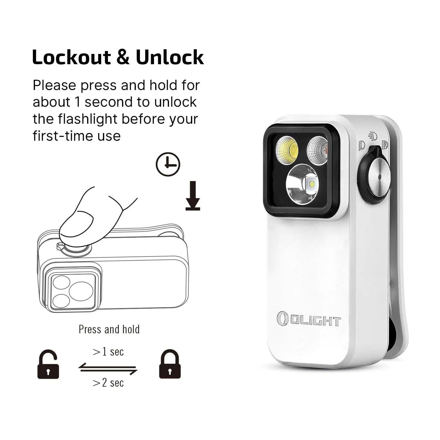 OLIGHT OCLIPPRO-WH - Oclip Pro Clip on Flashlight w Floodlight, Spotlight & Red Light - White OLIGHT