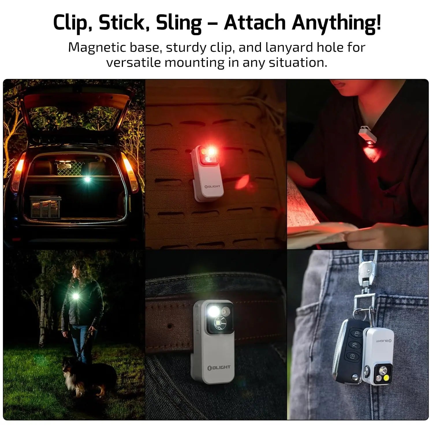 OLIGHT OCLIPPRO-WH - Oclip Pro Clip on Flashlight w Floodlight, Spotlight & Red Light - White OLIGHT