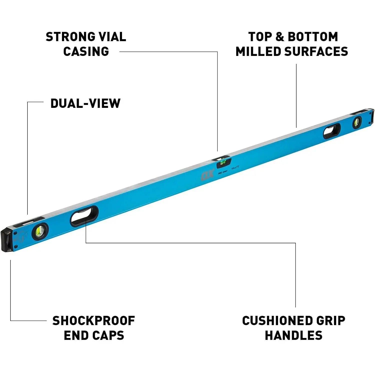 OX TOOLS OX-P024418 - 8ft Spirit Level Professional Box Beam Level OX