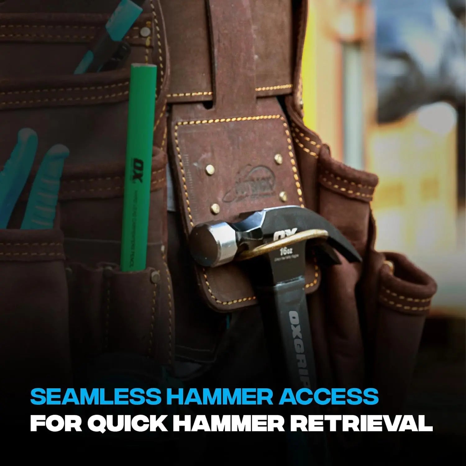 OX TOOLS OX-P263401 - OX PRO HAMMER HOLDER, OIL-TANNED LEATHER OX