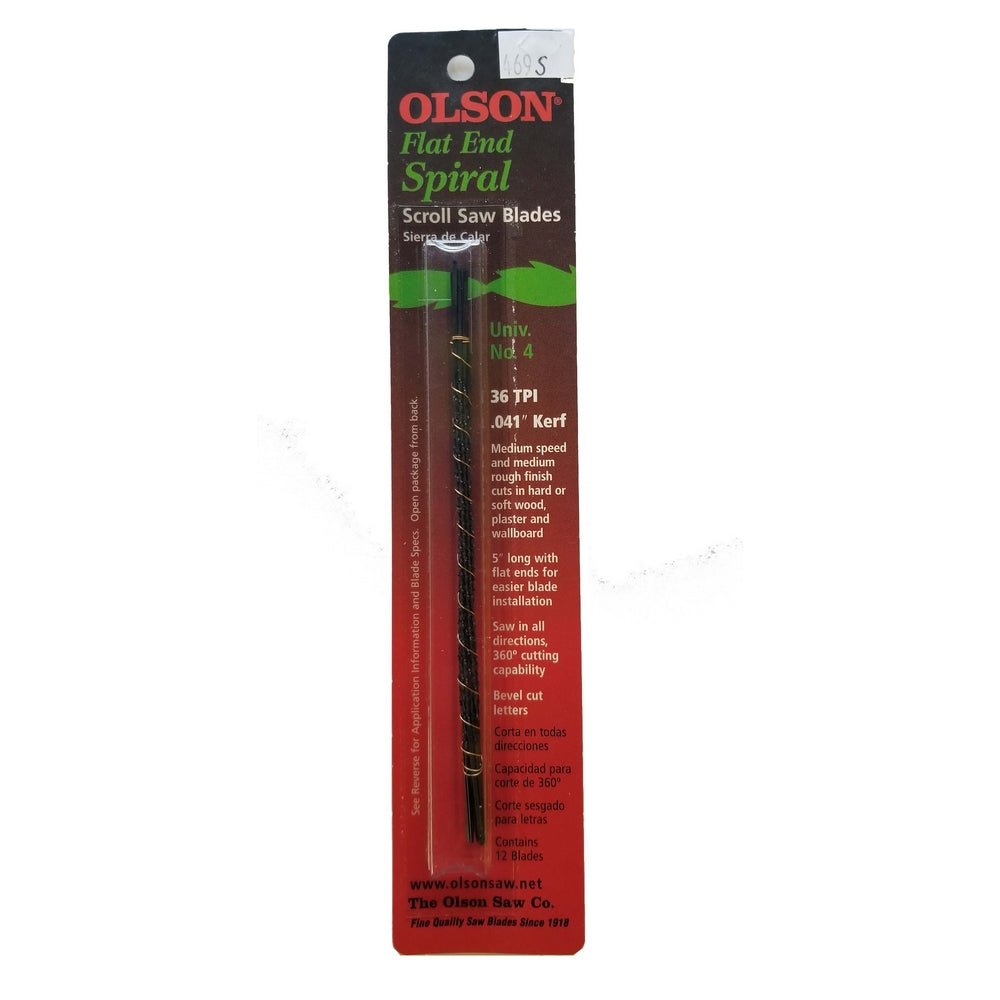 Olson 469S  -   Scroll Saw Blade - Spiral .041 Wide Flat End - Wise Line Tools