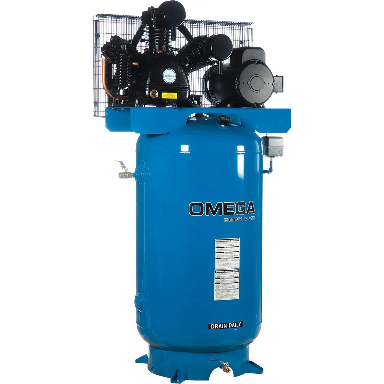 Omega TK-5080V-01M - 5HP 230V/1PH, 80 GAL. VERTICAL W/STARTER - Wise Line Tools