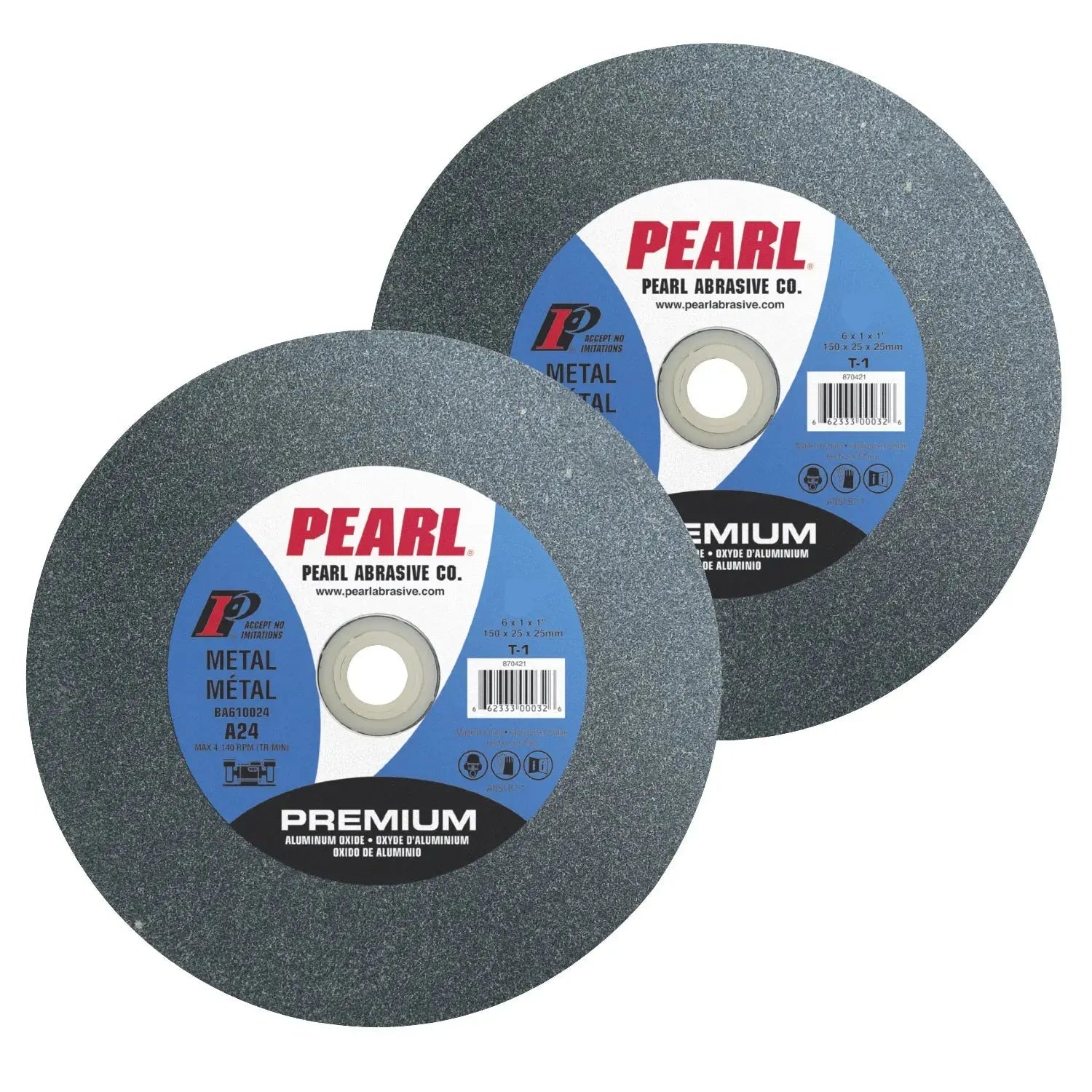 PEARL BA810036 - 8 x 1 x 1 Bench Grinding Wheel A36 PEARL