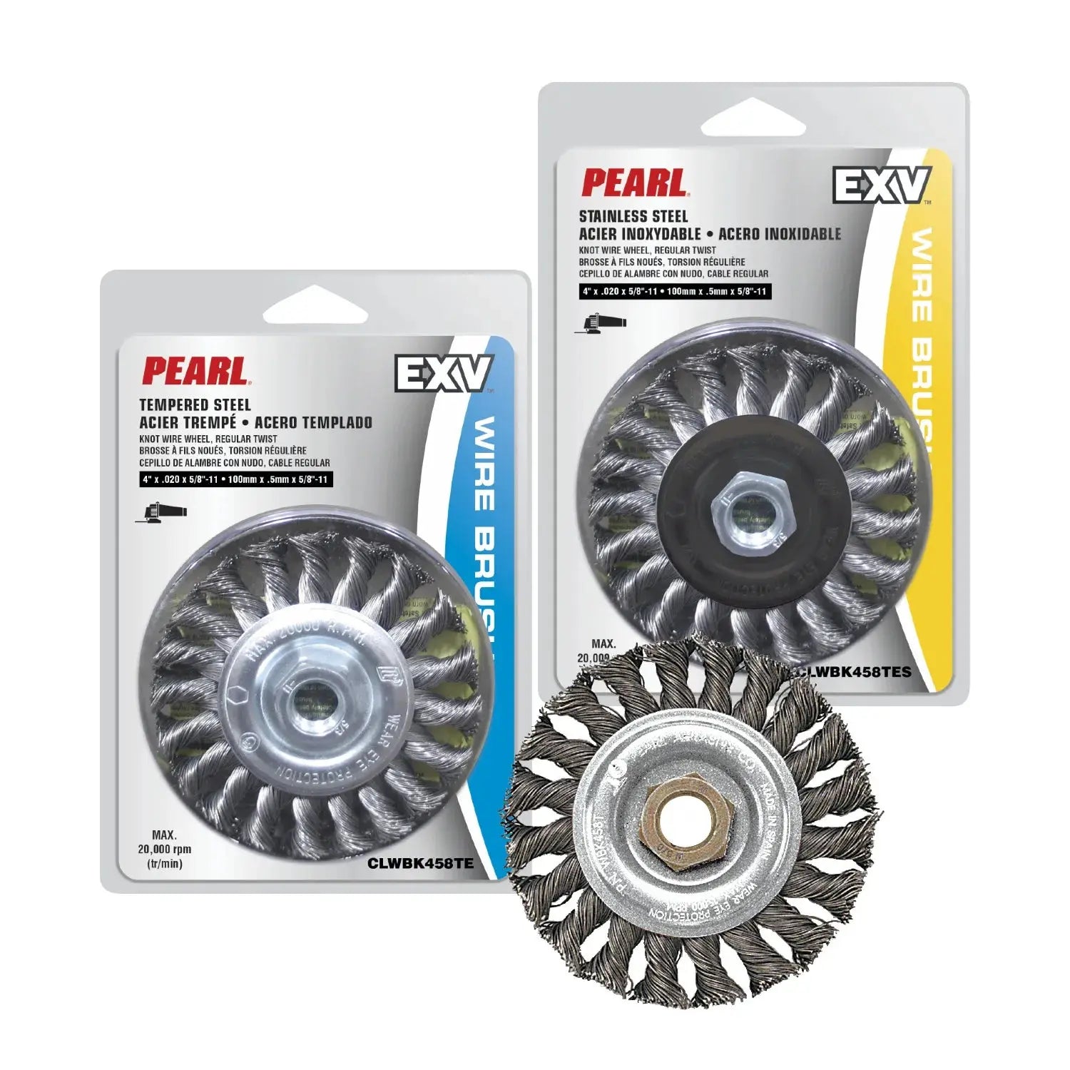 PEARL CLWBK458B - 4" x 5/8-11 Wire Brush, Stringer Bead, Tempered Steel PEARL