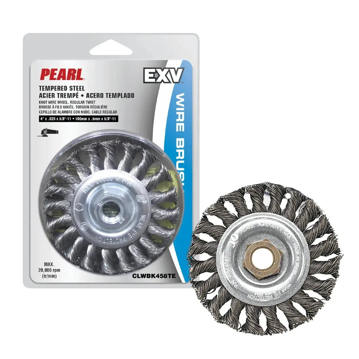 PEARL CLWBK558T - 5 X .20 x 5/8-11 Wire Brush Tempered Steel Knot Wheel Regular Twist PEARL