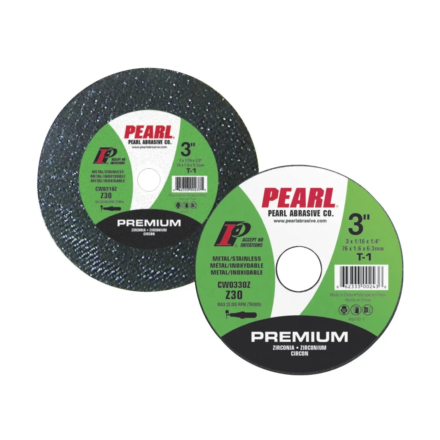 PEARL CW0310Z - 3 x 1/16 x 3/8 - 30 Grit Cut off Wheel PEARL
