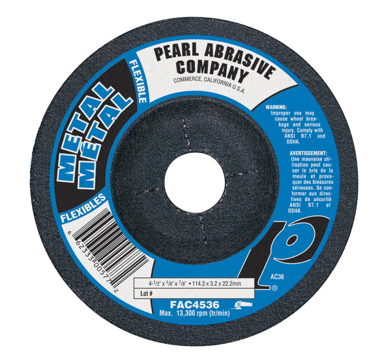 PEARL FAC4536 - 4-1/2 x 1/8 x 7/8 Flexible Grinding Wheel PEARL