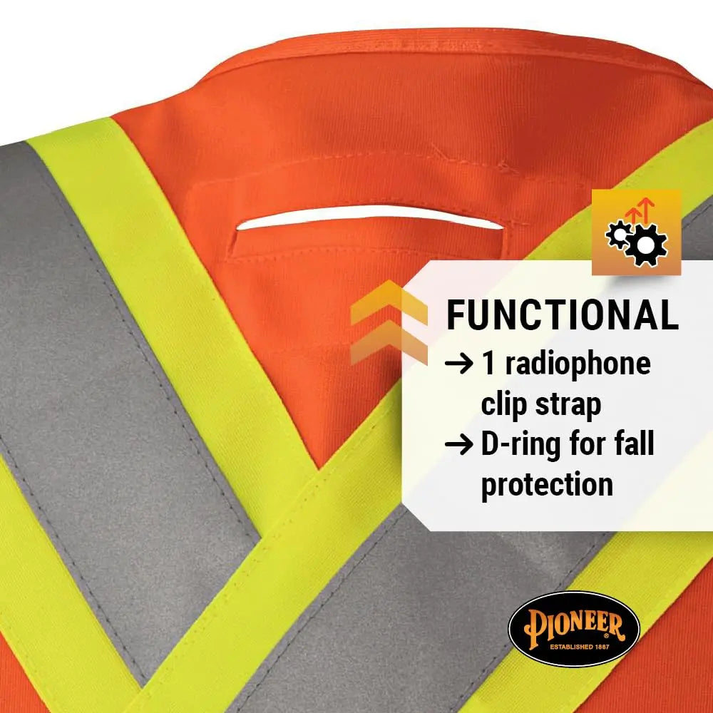 PIONEER V1020951 - Lightweight Tear-Away Hi Vis Safety Vest, ID Pocket, D-Ring Slot, Orange PIONEER