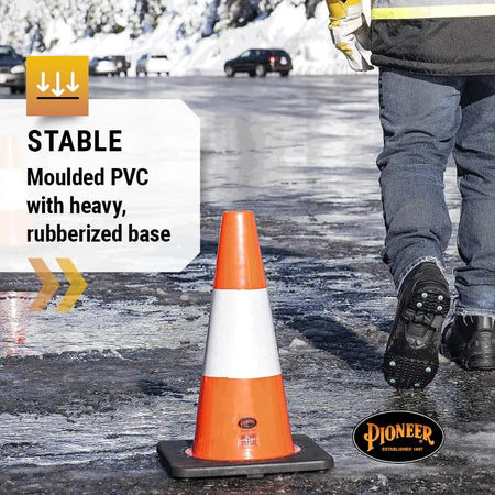 PIONEER V6200350 - 18" PREMIUM PVC FLEXIBLE SAFETY CONE - 6" BAND PIONEER