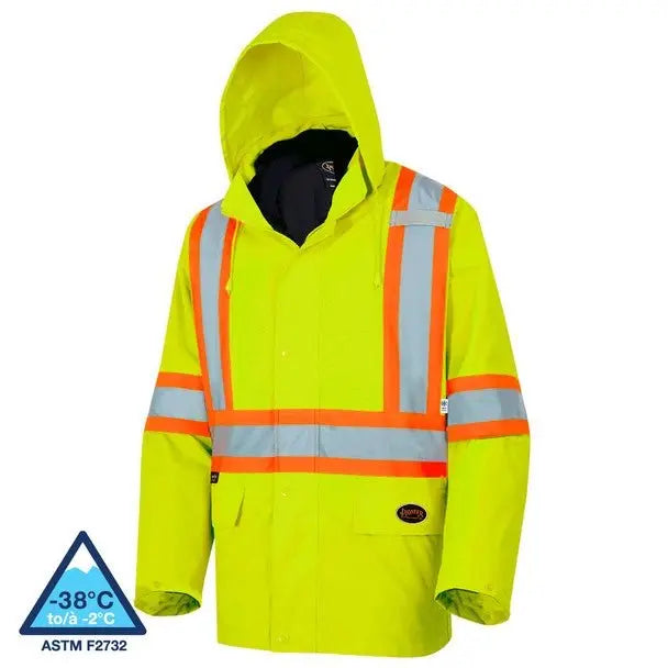 Pioneer 5633 "The Rock" Safety Rainwear / Parkas (300D) - Hi-Viz Yellow/Green - Wise Line Tools